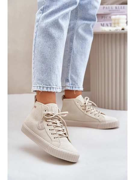 BIG STAR SHOES Дамски затоплени вельветни кецове Big Star Hi-Poly System - бежови