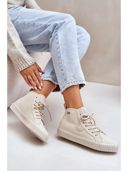 BIG STAR SHOES Дамски затоплени вельветни кецове Big Star Hi-Poly System - бежови