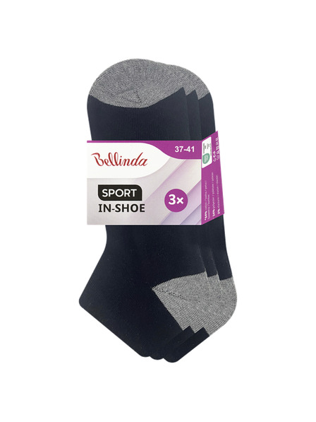 Bellinda SPORT WOMEN IN-SHOE 3x - Дамски спортни глезденски чорапи 3 чифта - черна