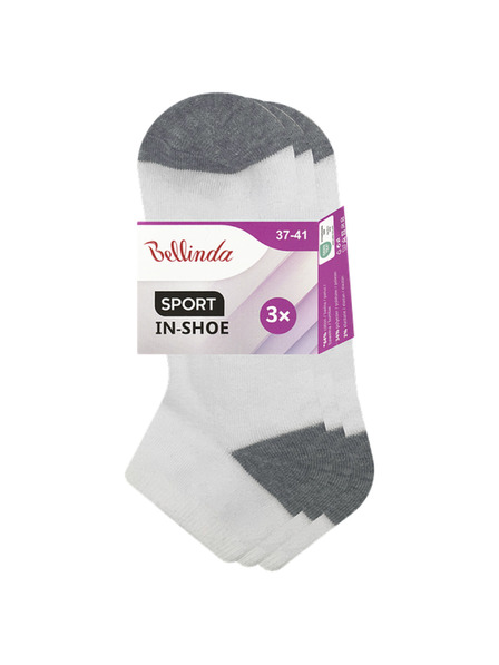 Bellinda SPORT WOMEN IN-SHOE 3x - Дамски спортни глезденски чорапи 3 чифта - бяла