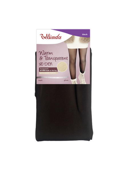 Bellinda WARM & TRANSPARENT 80 DEN WITH FLEECE - Дамски топли чорапогащи 80 DEN с флийс - черно