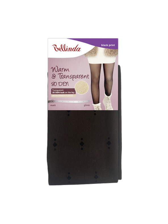 Bellinda WARM & TRANSPARENT 80 DEN WITH FLEECE - Дамски топли чорапогащи 80 DEN с флийс - принт
