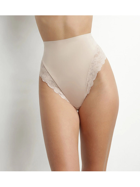 DIM DIM DELICATE THONG - Дамски дантелен стринг с висока талия - телесно