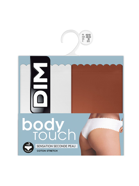 DIM DIM BODY TOUCH HIPSTER 2x - Дамски бикини 2 бр. - тухла - бяло