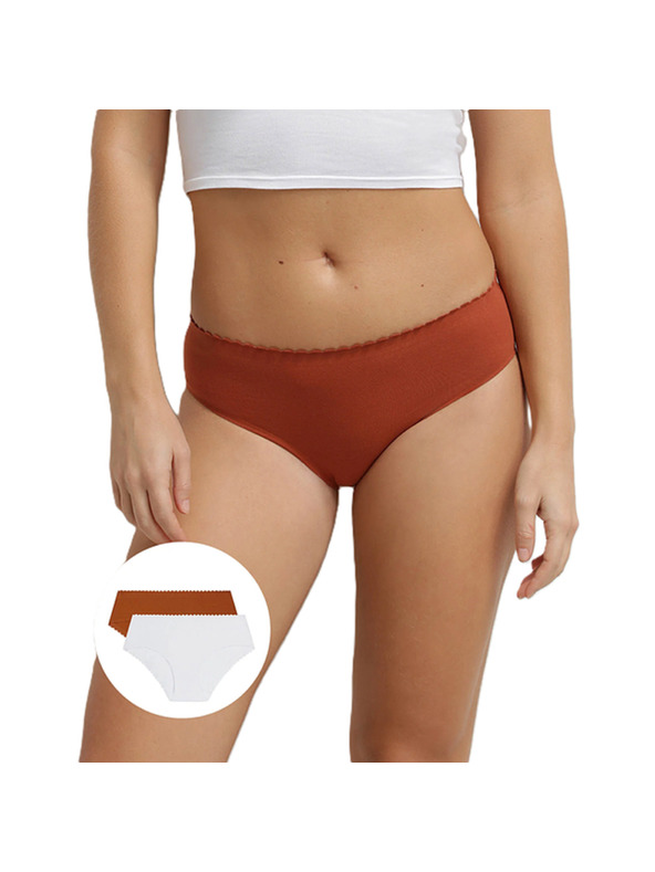 DIM DIM BODY TOUCH MIDI BRIEF 2x - Дамски бикини 2 бр. - тухла - бяло