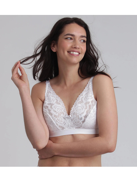 Playtex PLAYTEX RCS WIREFREE BRA - Дамски неукрепен дантелен сутиен - бял