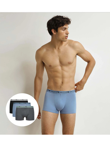 DIM DIM GOTS COTTON STRETCH BOXER 3x - Мъжки боксерки от биологичен памук 3 бр. - сиво - синьо - черно
