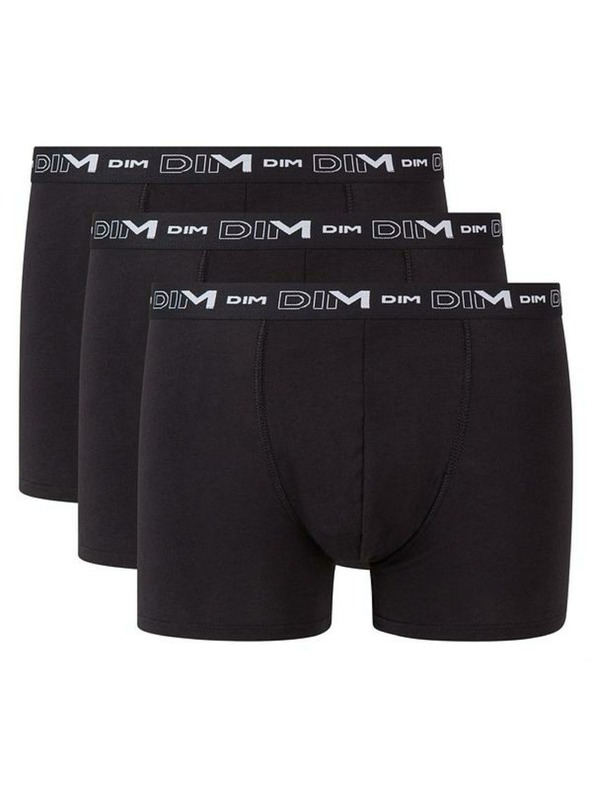 DIM DIM COTTON STRETCH BOXER 3x - Мъжки боксерки 3 бр. - черно