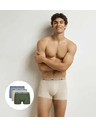 DIM DIM GOTS COTTON STRETCH BOXER 3x - Мъжки боксерки от биологичен памук 3 бр. - зелено - светлокафяво - светлосиньо