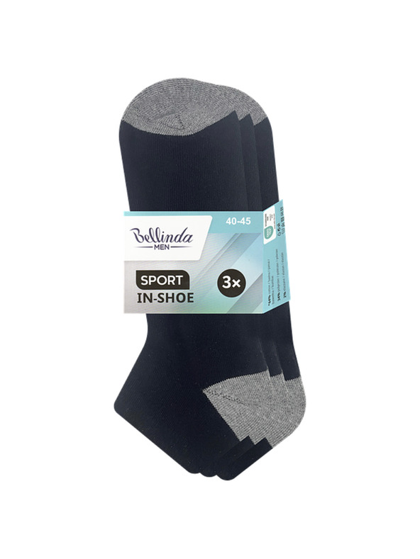 Bellinda SPORT MEN IN-SHOE 3x - Мъжки чорапи до глезена 3 двойки - черно
