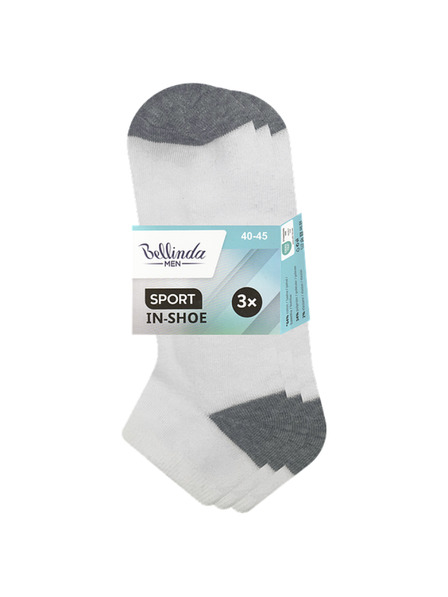 Bellinda SPORT MEN IN-SHOE 3x - Мъжки чорапи до глезена 3 двойки - бяло