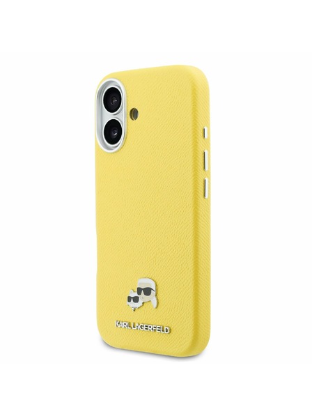 Karl Lagerfeld Karl Lagerfeld PU Karl and Choupette Heads Pins MagSafe Заден калъф за iPhone 17 Yellow