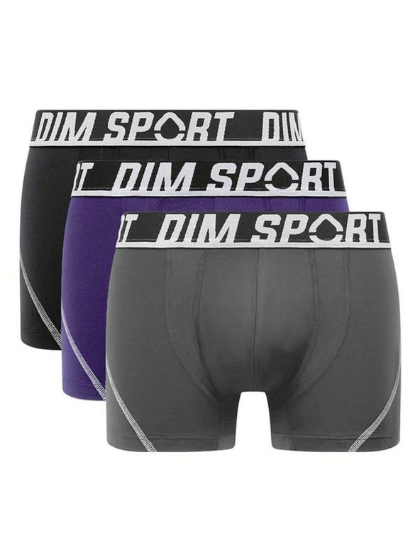 DIM DIM SPORT MICROFIBRE BOXER 3x - Мъжки спортни боксерки 3 броя - сив - син - черен