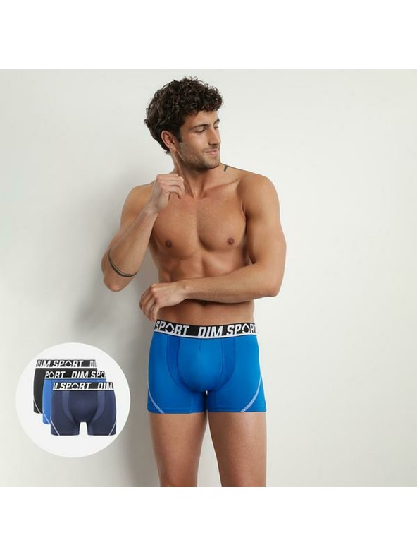 DIM DIM SPORT MICROFIBRE BOXER 3x - Мъжки спортни боксерки 3 броя - черен - син