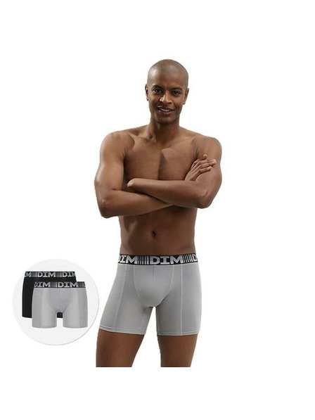 DIM Комплект от два мъжки спортни боксера в сиво и черно Dim 3D FLEX AIR LONG BOXER