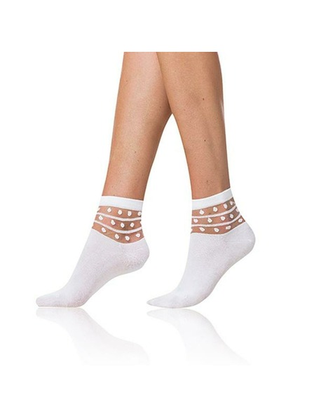 Bellinda Бели дамски чорапи с декоративен детайл Bellinda TRENDY COTTON SOCKS