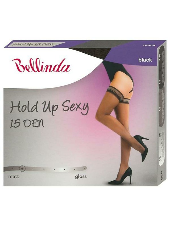 Bellinda Черни самозадържащи се дамски чорапи BELLINDA Hold Up Sexy 15 DEN