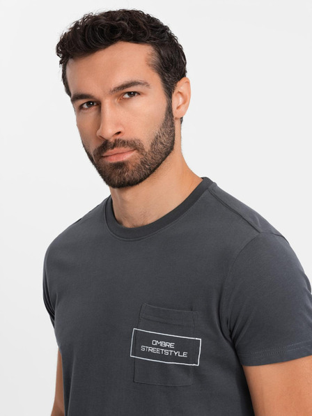 Ombre Clothing Мъжка памучна тениска с джобен печат Ombre Streetstyle Ombre Clothing