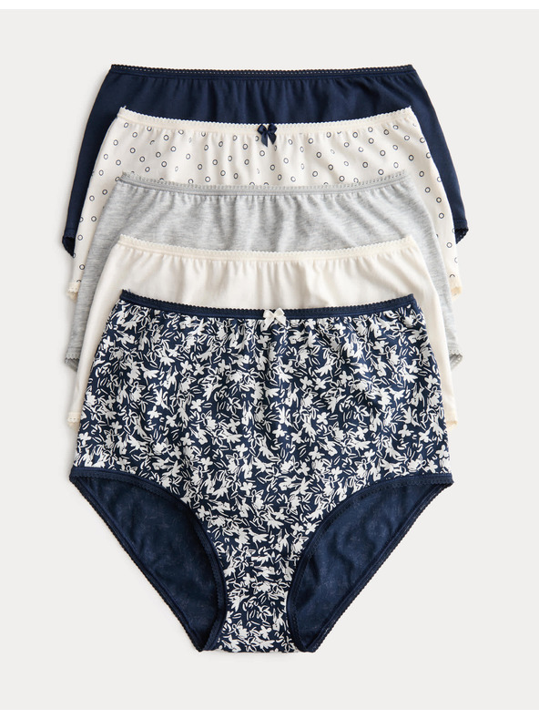 Marks & Spencer Бикини с висока талия и щампа от памук Lycra™, 5 бр. Marks & Spencer сив