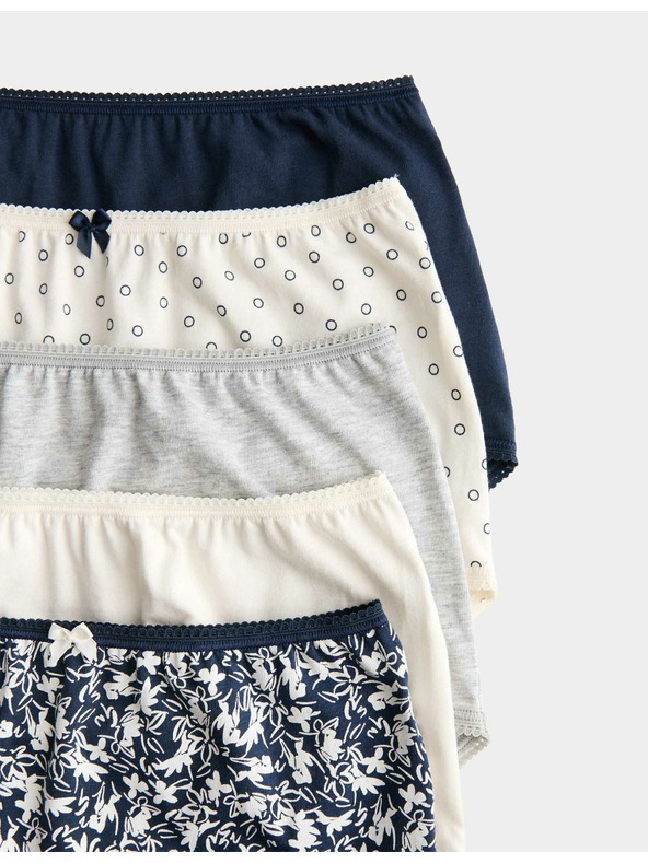 Marks & Spencer Бикини с висока талия и щампа от памук Lycra™, 5 бр. Marks & Spencer сив