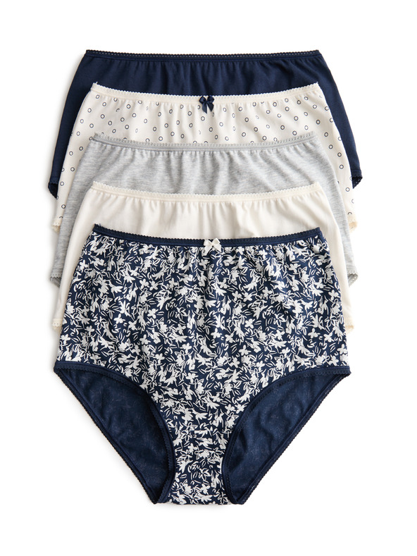 Marks & Spencer Бикини с висока талия и щампа от памук Lycra™, 5 бр. Marks & Spencer сив