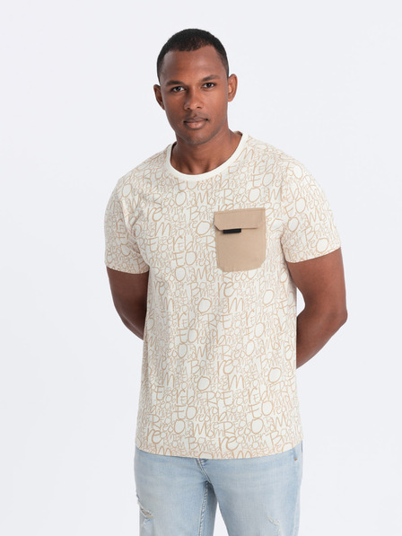 Ombre Clothing Светлокафява мъжка тениска с джоб Ombre Clothing