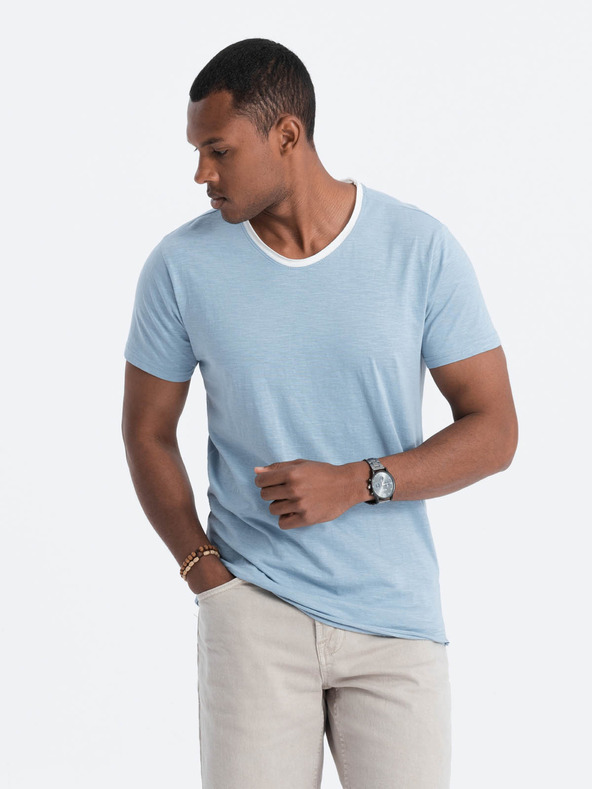 Ombre Clothing Синя мъжка риза Ombre Clothing