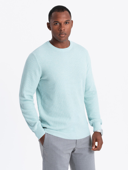 Ombre Clothing Мъжки меланж структуриран плетен пуловер Mint Ombre Облекло