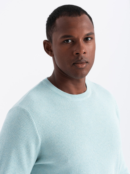 Ombre Clothing Мъжки меланж структуриран плетен пуловер Mint Ombre Облекло