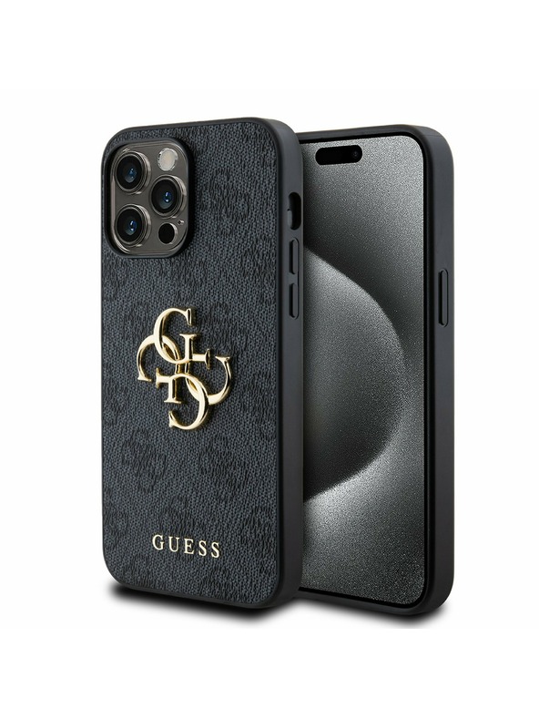 Guess Guess PU 4G Metal Logo Задна Обвивка за iPhone 14 Pro Max Grey