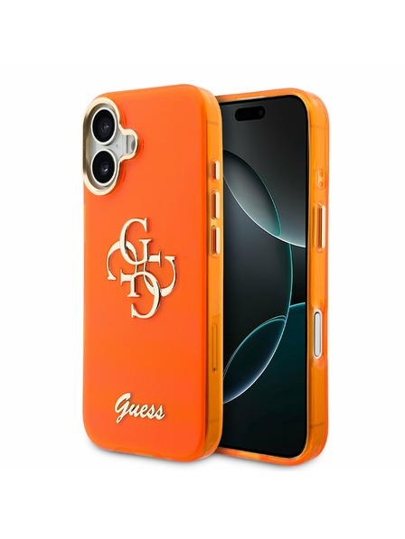 Guess Guess IML 4G Script Metal Logo Задна Обвивка за iPhone 17 Orange