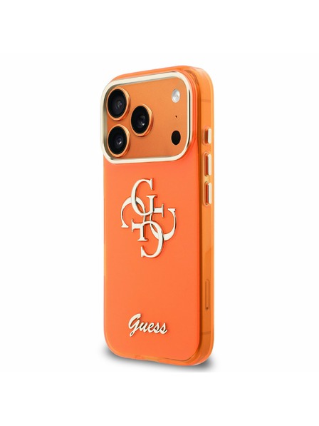 Guess Guess IML 4G Script Metal Logo Задна Обвивка за iPhone 17 Pro Orange