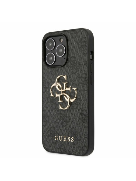 Guess PU 4G Metal Logo Zadní Kryt pro iPhone 13 Pro Grey Калъф за телефон