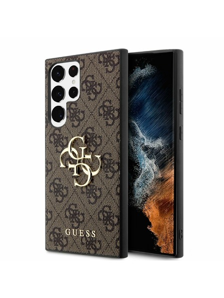 Guess Guess PU 4G метално лого заден капак за Samsung Galaxy S23 Ultra Brown