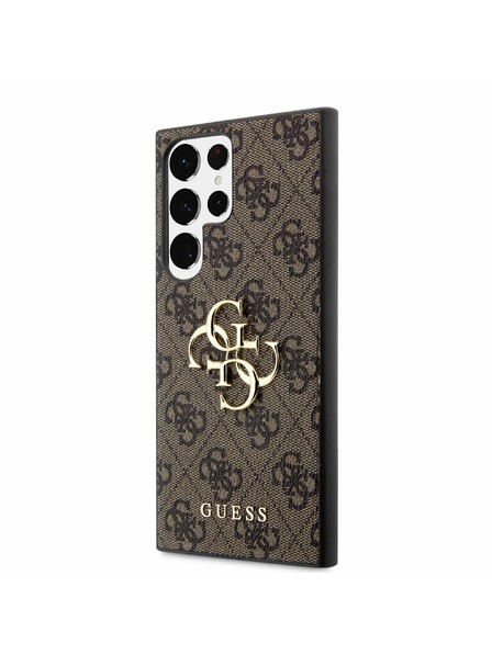 Guess Guess PU 4G метално лого заден капак за Samsung Galaxy S23 Ultra Brown