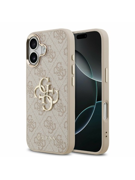 Guess Guess PU Leather 4G Metal Logo Gold Frame Задний чехол для iPhone 17 Pink