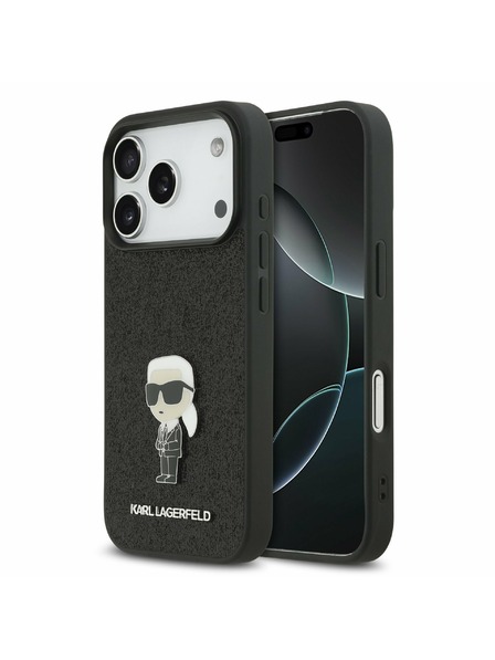 Karl Lagerfeld Karl Lagerfeld Fixed Glitter Metal Ikonik Задний чехол для iPhone 17 Pro Black