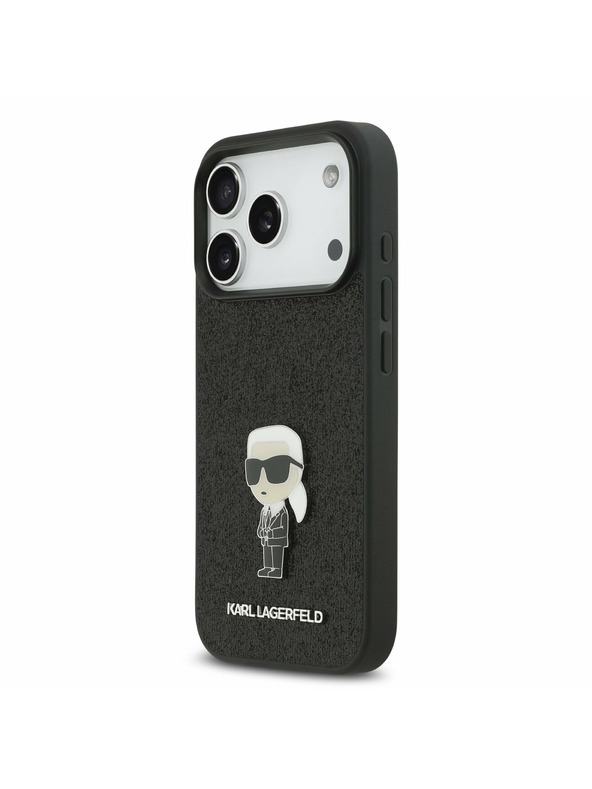 Karl Lagerfeld Karl Lagerfeld Fixed Glitter Metal Ikonik Задний чехол для iPhone 17 Pro Black