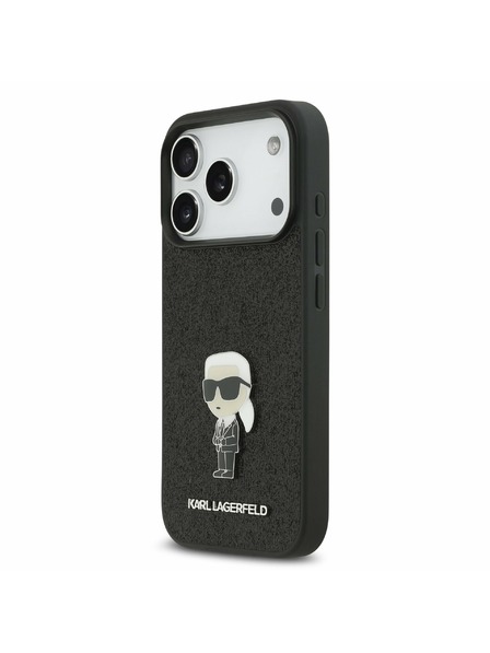 Karl Lagerfeld Karl Lagerfeld Fixed Glitter Metal Ikonik Задний чехол для iPhone 17 Pro Black