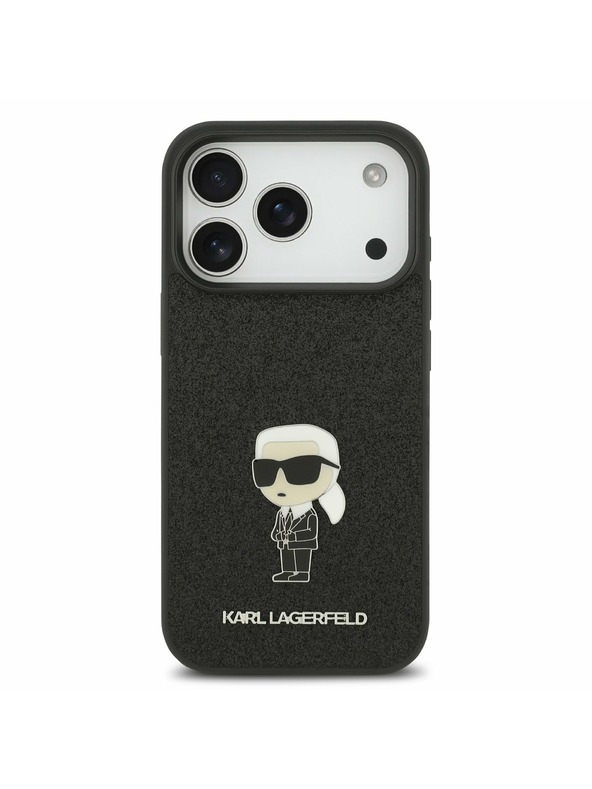 Karl Lagerfeld Karl Lagerfeld Fixed Glitter Metal Ikonik Задний чехол для iPhone 17 Pro Black