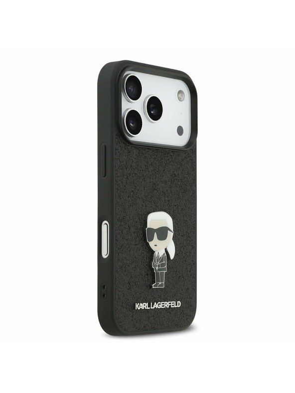 Karl Lagerfeld Karl Lagerfeld Fixed Glitter Metal Ikonik Задний чехол для iPhone 17 Pro Black