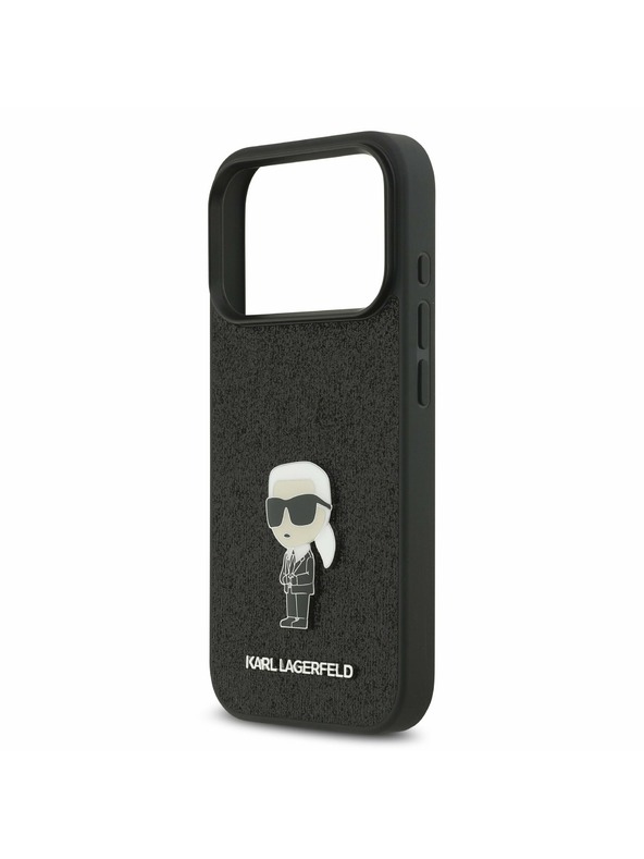 Karl Lagerfeld Karl Lagerfeld Fixed Glitter Metal Ikonik Задний чехол для iPhone 17 Pro Black