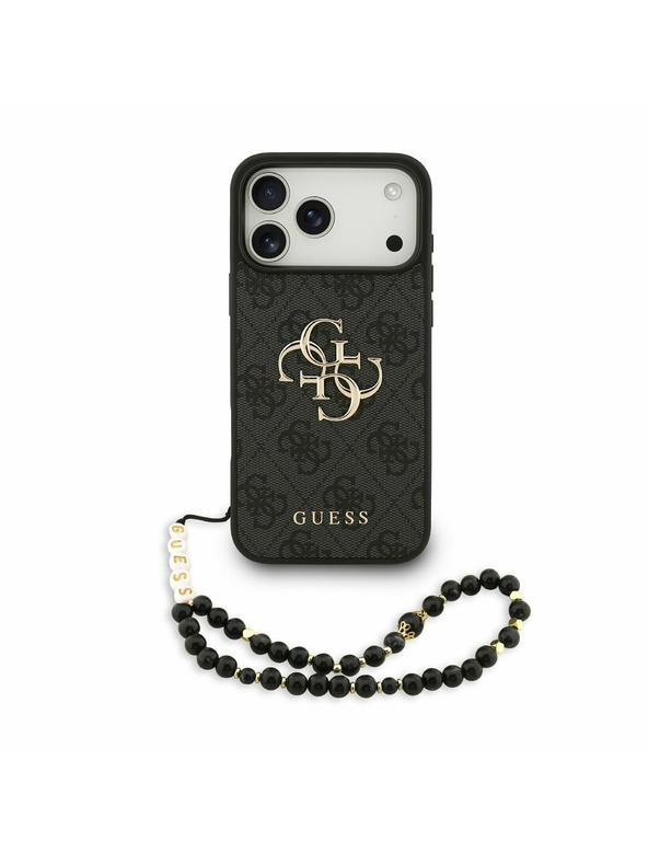 Guess Guess PU 4G Metal Logo Strap Задний чехол для iPhone 17 Pro Max Black