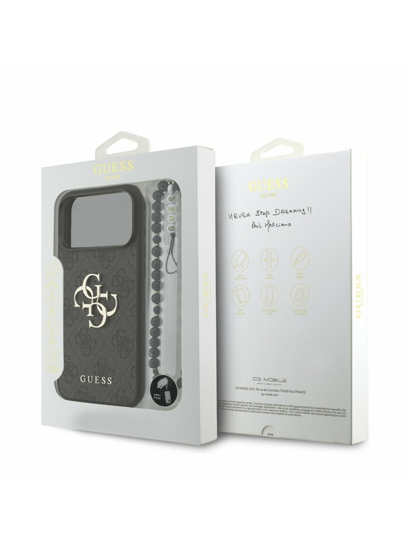 Guess Guess PU 4G Metal Logo Strap Задний чехол для iPhone 17 Pro Max Black