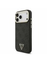 Guess Guess PU Leather 4G Strass Triangle Logo Gold Frame MagSafe Задний чехол для iPhone 17 Pro Max Black
