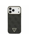 Guess Guess PU Leather 4G Strass Triangle Logo Gold Frame MagSafe Задний чехол для iPhone 17 Pro Max Black