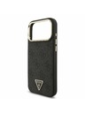 Guess Guess PU Leather 4G Strass Triangle Logo Gold Frame MagSafe Задний чехол для iPhone 17 Pro Max Black