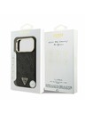 Guess Guess PU Leather 4G Strass Triangle Logo Gold Frame MagSafe Задний чехол для iPhone 17 Pro Max Black