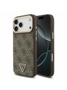 Guess Guess PU Leather 4G Strass Triangle Logo Gold Frame MagSafe Задний чехол для iPhone 17 Pro Max Brown