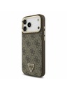 Guess Guess PU Leather 4G Strass Triangle Logo Gold Frame MagSafe Задний чехол для iPhone 17 Pro Max Brown